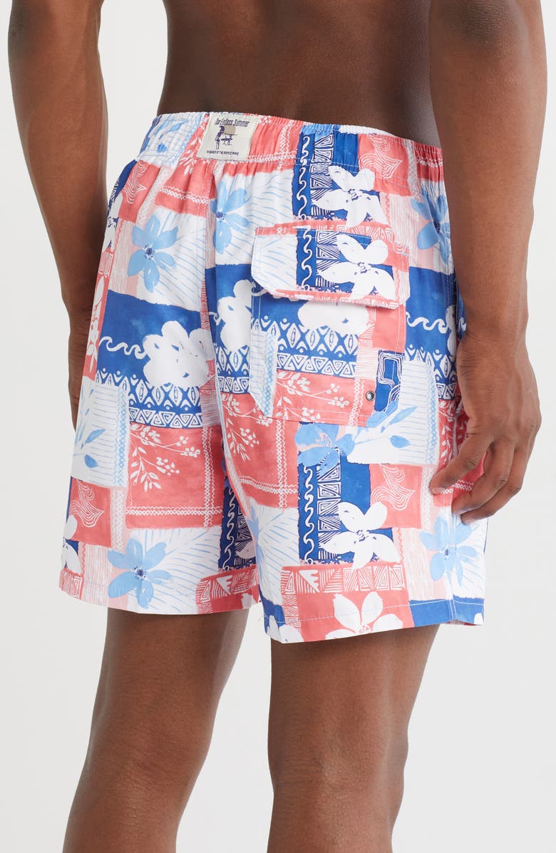 Vintage Summer Volley Swim Trunks, Alternate, color, Red