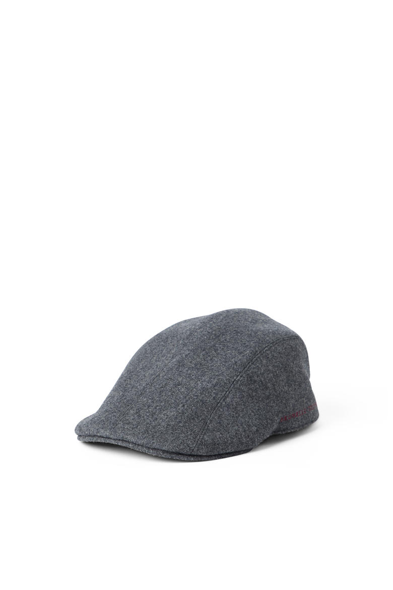 Virgin wool flannel flat cap, Main, color, Dark Grey