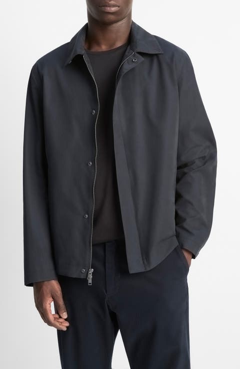 Convertible Collar Cotton Blend Zip Jacket