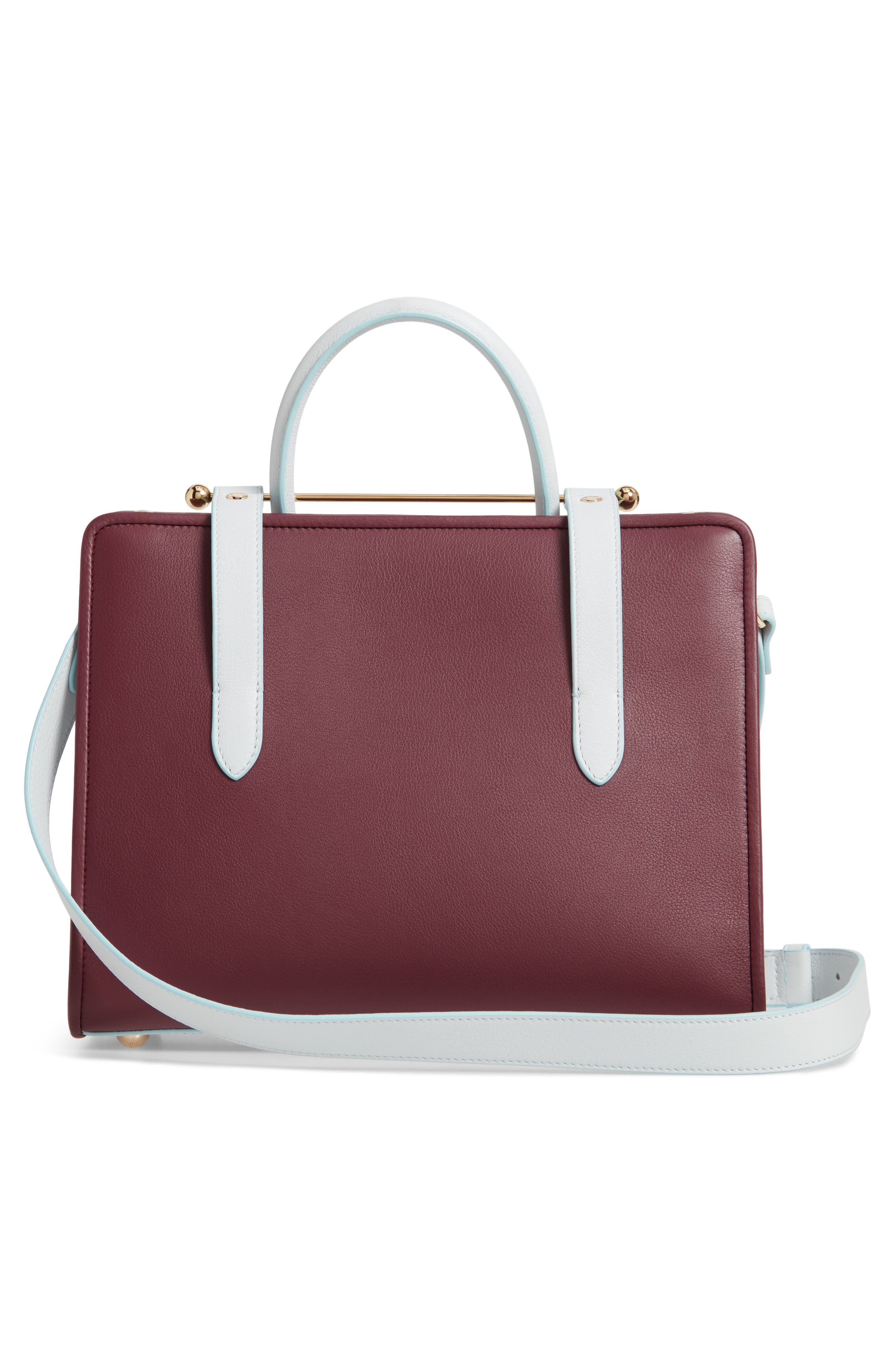 Midi Bicolor Leather Tote, Alternate, color, PURPLE POTION/ ILLUSION BLUE
