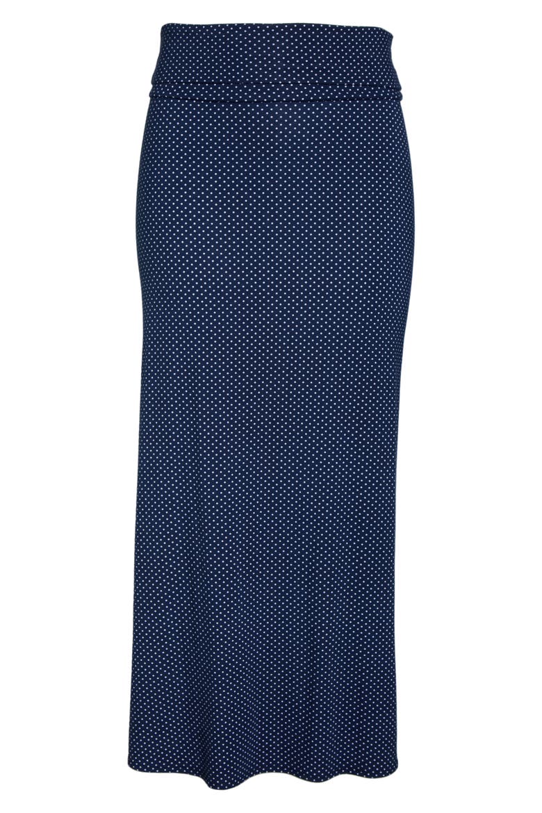 Roll Top Maxi Skirt, Alternate, color, NAVY/ IVORY