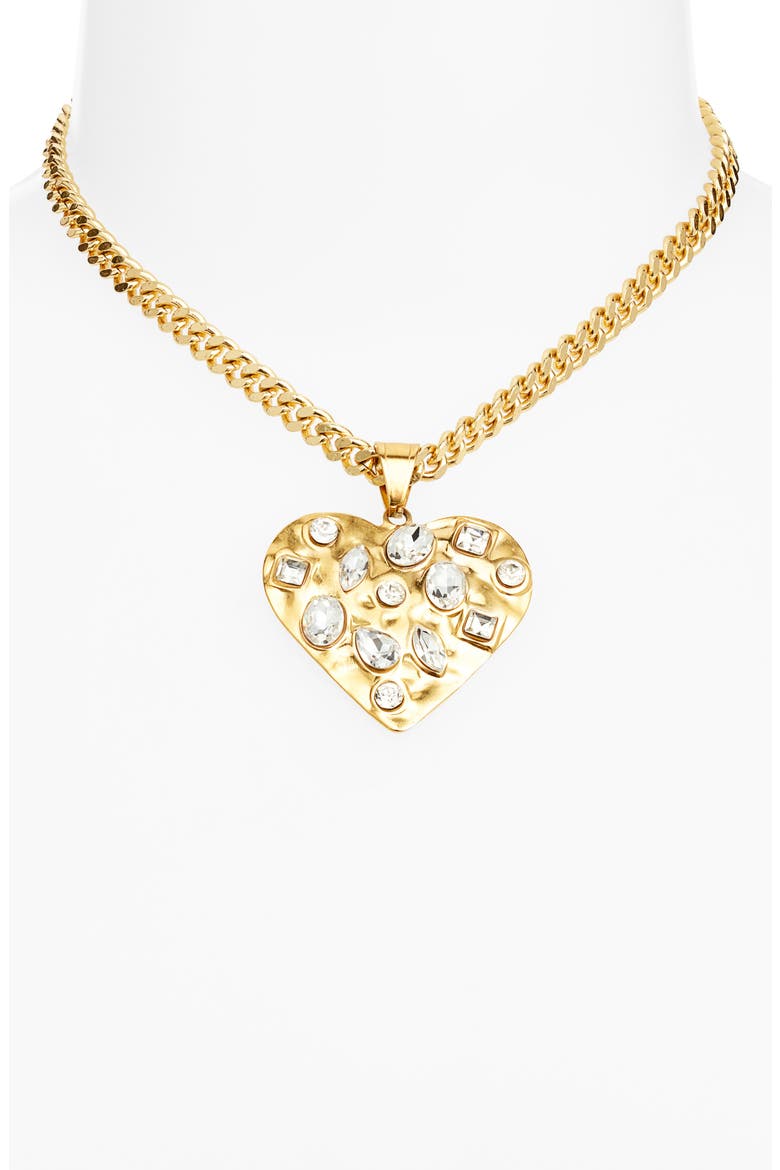 Heart Pendant Collar Necklace, Alternate, color, GOLD