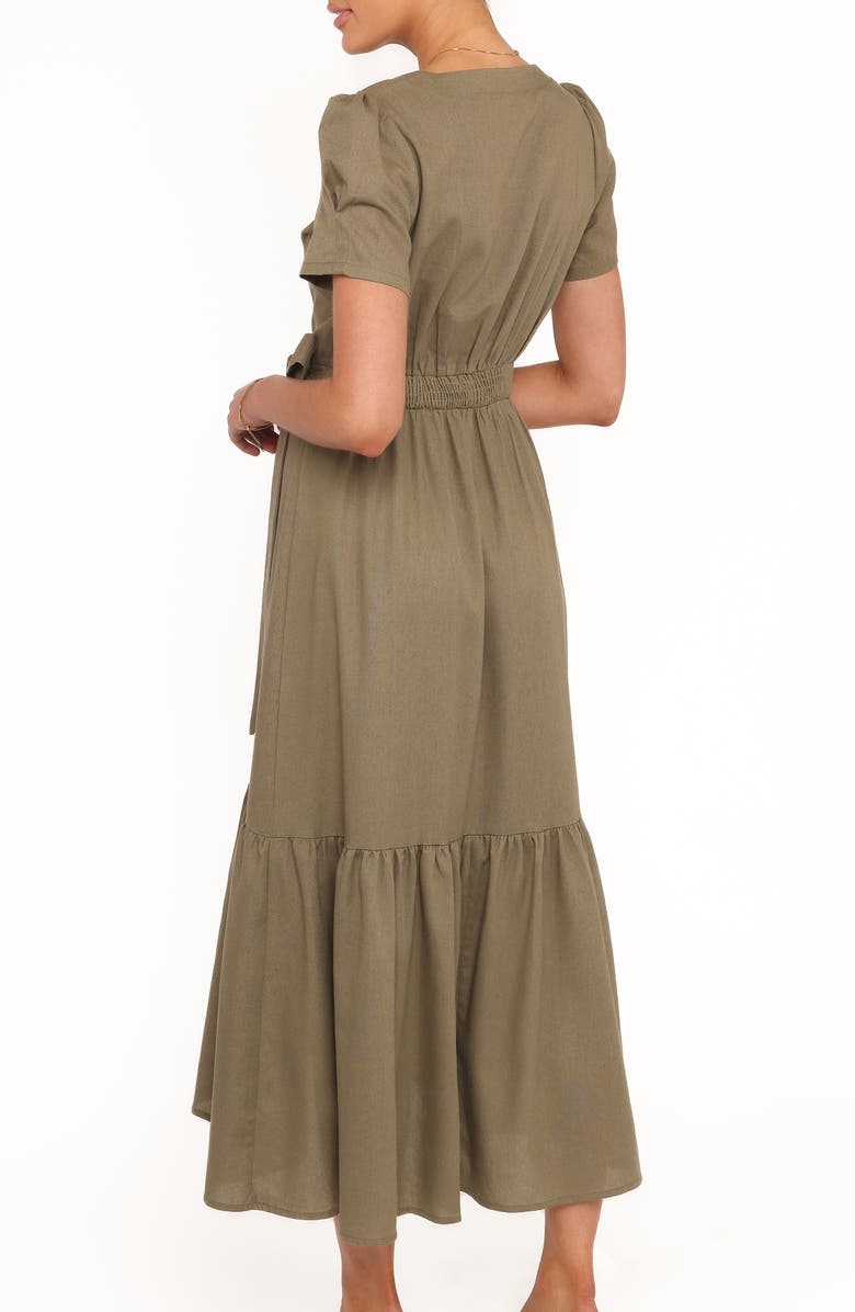 Petal & Pup Leontine Wrap Midi Dress, Alternate, color, Olive