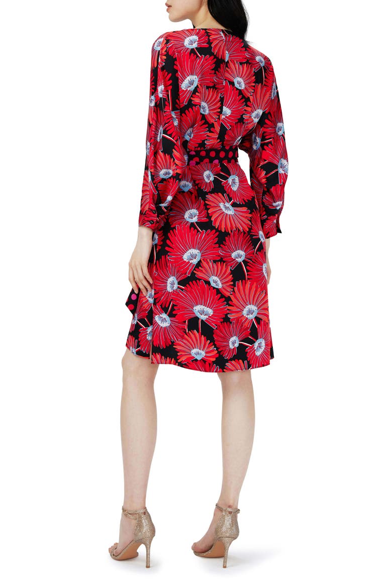 Mikah Long Sleeve Wrap Dress, Alternate, color, FEATHER FAN