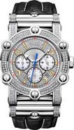 JBW Men's Phantom 10 Year Chronograph Diamond Croc Embossed Leather Strap Watch, 42mm - 1.96 ctw