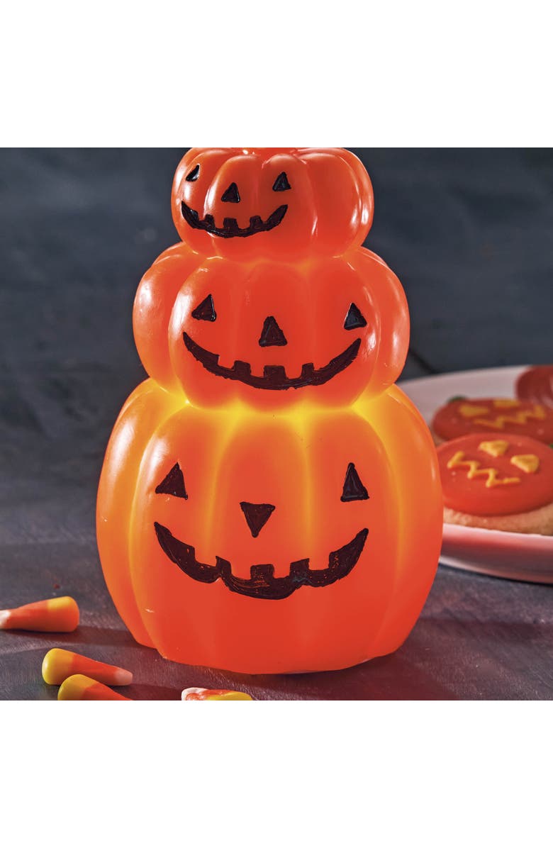 tag Flameless LED Happy Pumpkin Candle Paraffin Wax Halloween Decor, Alternate, color, Orange