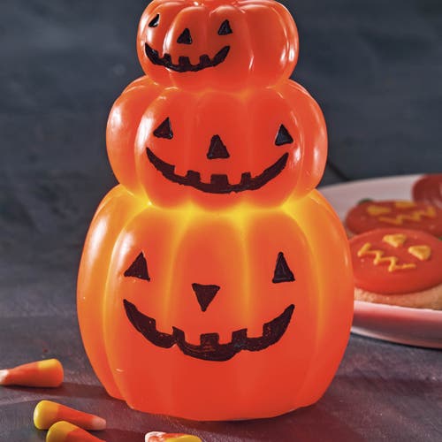 Tag Flameless Led Happy Pumpkin Candle Paraffin Wax Halloween Decor In Orange