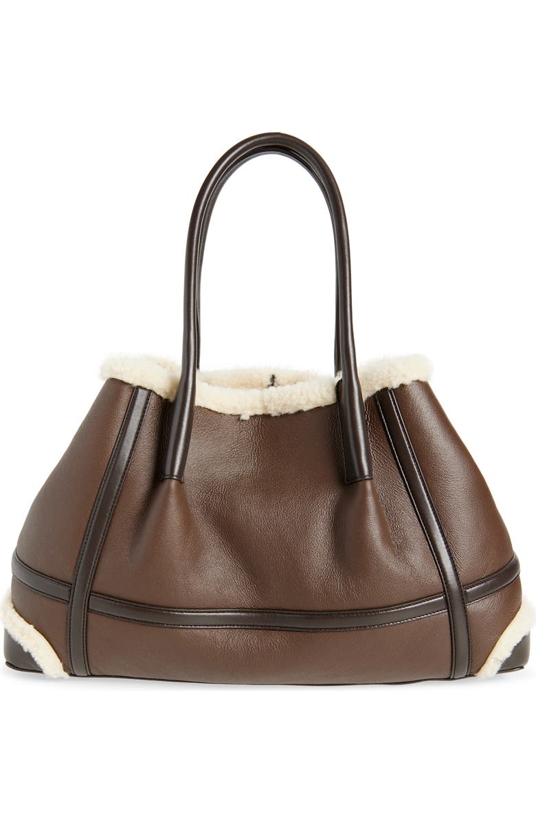 Bottega Veneta Medium Pinacoteca Leather & Genuine Shearling Tote, Main, color, 2055 Lig Bro-Teddy/ Fon-Mb