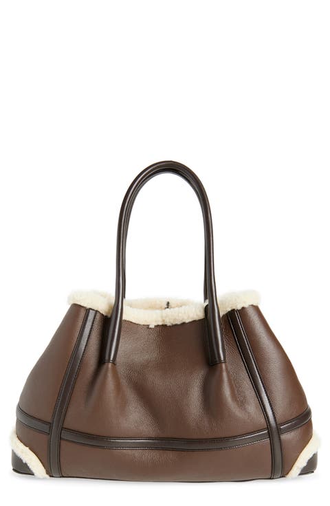Medium Pinacoteca Leather & Genuine Shearling Tote