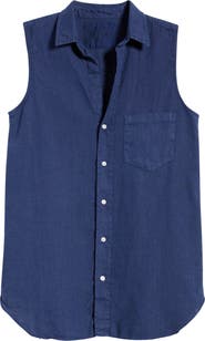 Frank & Eileen Finley Sleeveless Linen Button-Up Shirt