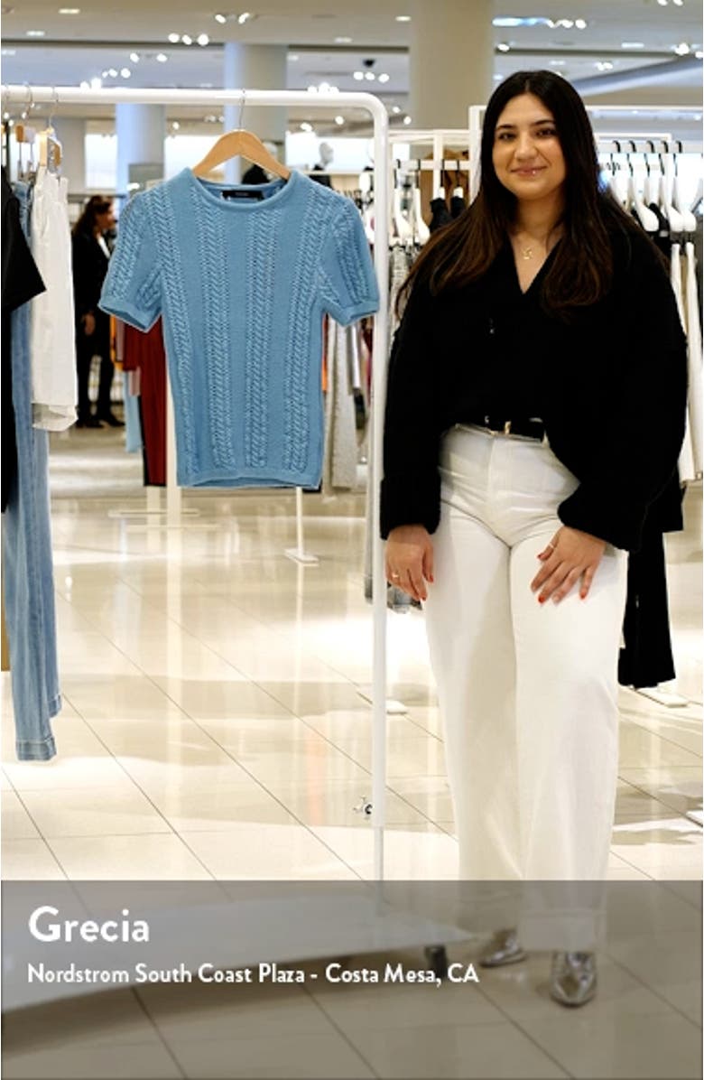 Nora Cable Detail Short Sleeve Cotton Blend Sweater, sales video thumbnail