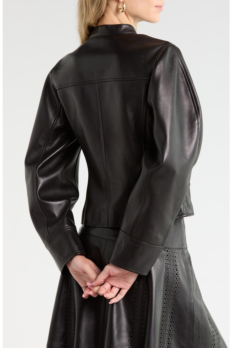 Ilaria Leather Jacket, Alternate, color, NOIR