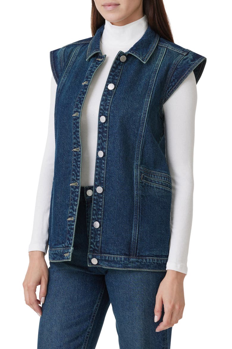 Cap Sleeve Denim Vest, Alternate, color, TIDE