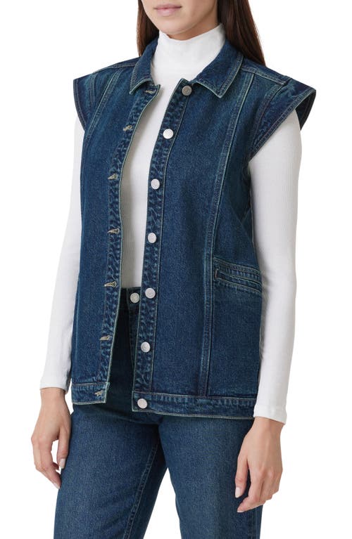 Habitual Cap Sleeve Denim Vest In Tide