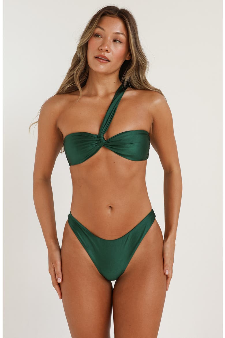 Frankie Asymmetrical Bandeau Bikini Top, Alternate, color, Hunter