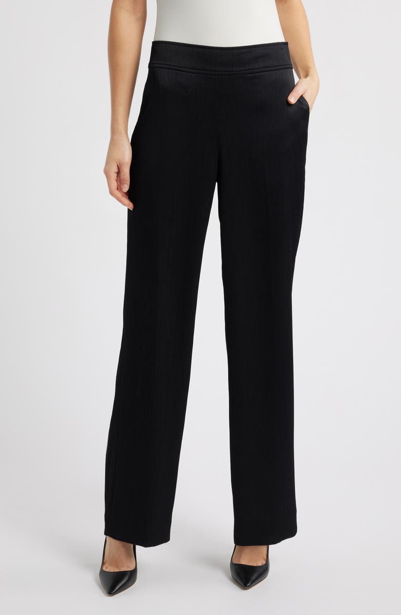 Anne Klein High Waist Wide Leg Plissé Pull-On Pants, Main, color, 