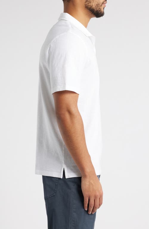 Treasure & Bond Lived In Johnny Collar Slub Cotton Pocket Polo In White