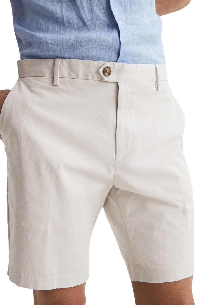 Reiss Wicket Stretch Cotton Chino Shorts, Alternate, color, Chalk
