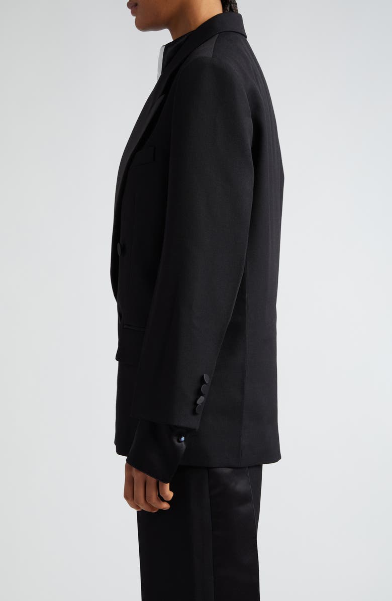Victoria Beckham Satin Lapel Double Breasted Tuxedo Jacket, Alternate, color, 