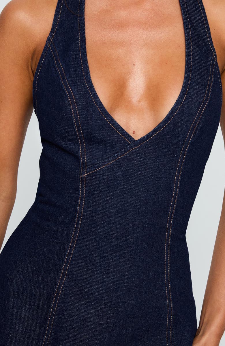 Princess Polly Say Goodnight Denim Halter Minidress, Alternate, color, 