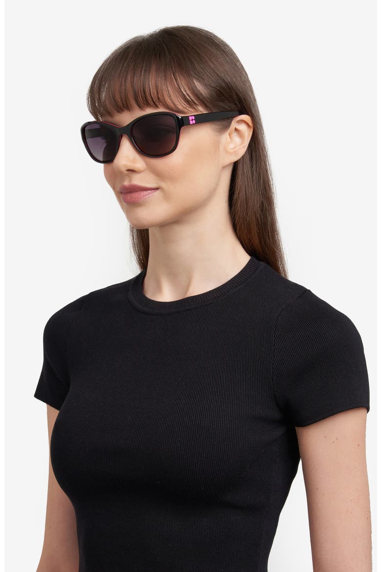 gold 56mm gradient rectangular sunglasses, Alternate, color, BLACK