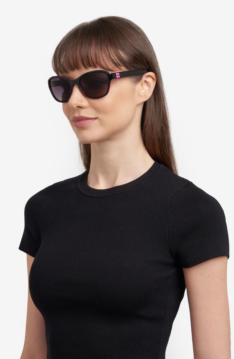 Kate Spade New York gold 56mm gradient rectangular sunglasses, Alternate, color, Black