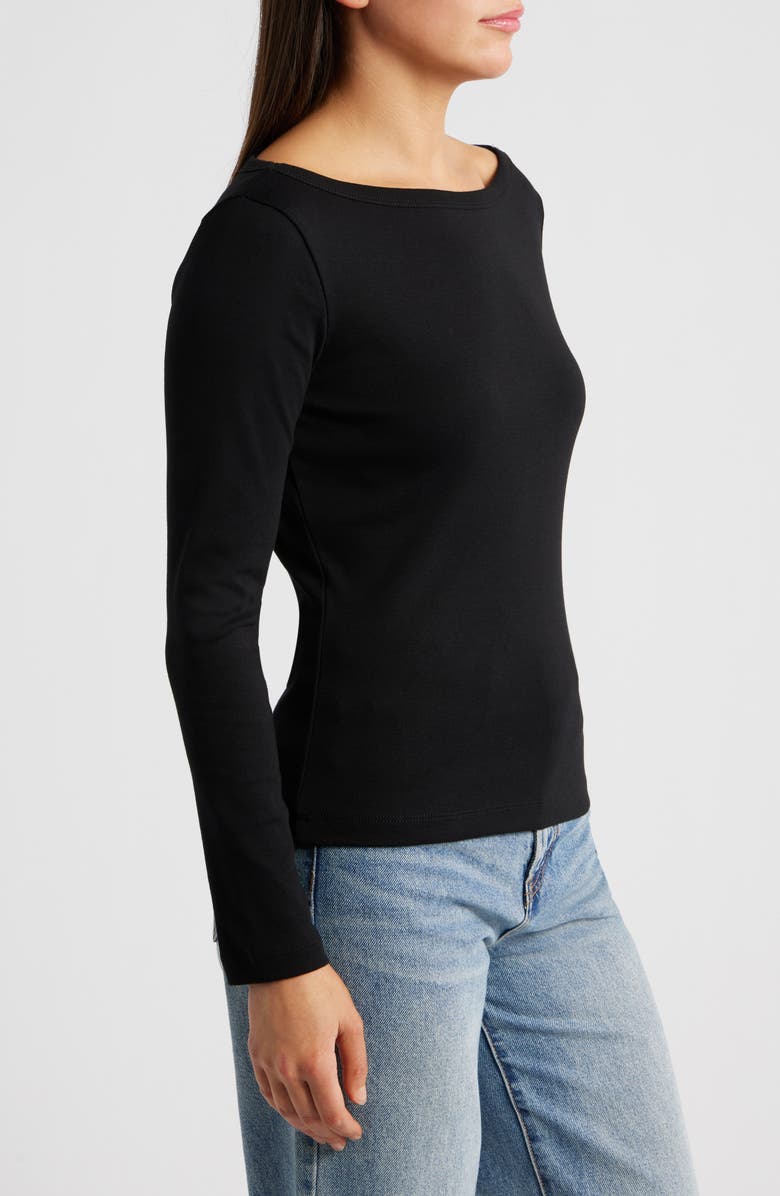 Madewell The '90s Compact Cotton Boatneck T-Shirt, Alternate, color, Jet Black