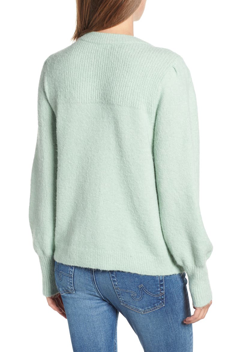 Puff Sleeve Pullover, Alternate, color, GREEN PLACID
