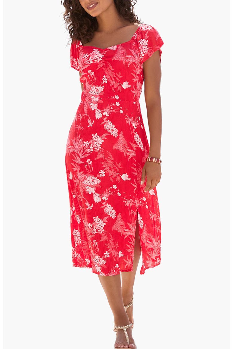 Floral Sweetheart Neckline Dress, Main, color, Red Printed