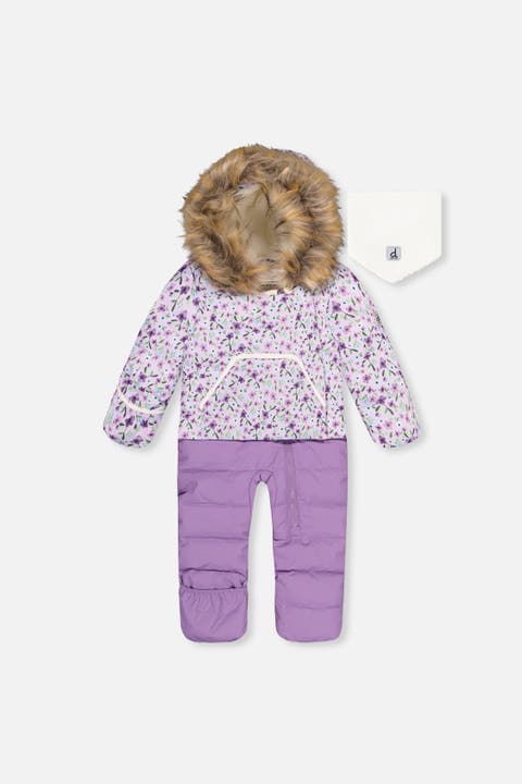 Mini Flowers Snug Car Seat Fleece Neckwarmer One Piece Snowsuit