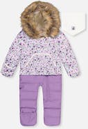 Deux par Deux Mini Flowers Snug Car Seat Fleece Neckwarmer One Piece Snowsuit