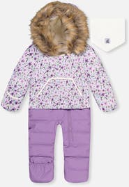 Deux par Deux Mini Flowers Snug Car Seat Fleece Neckwarmer One Piece Snowsuit