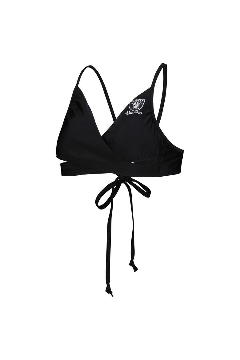 Women's G-III 4Her by Carl Banks Black Las Vegas Raiders Hall of Fame Bikini Top, Alternate, color, Black