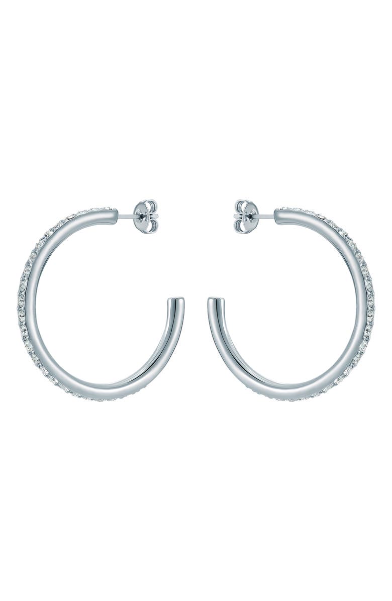 Ted Baker Clanci Medium Crystal Hoop Earrings, Alternate, color, Silver Tone / Clear Crystal