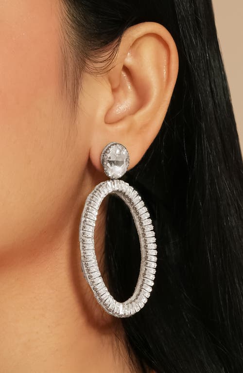 Deepa Gurnani Eaton Crystal Embellished Drop Earrings In Silver