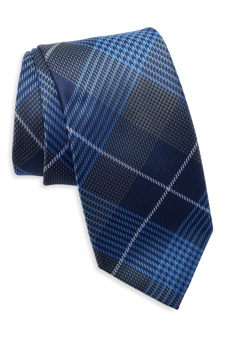 Ronaldo Plaid Tie, Main, color, NAVY/ GREEN