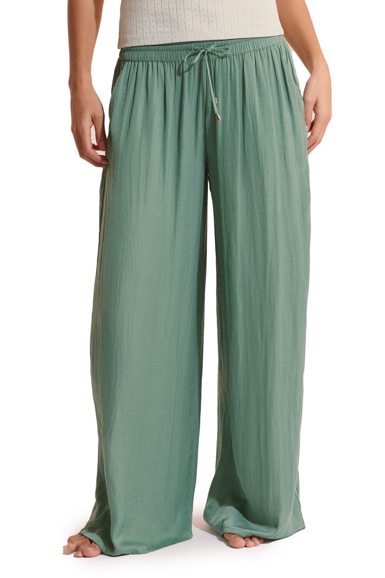 Cheeta Wide Leg Pajama Pants, Main, color, TEAL