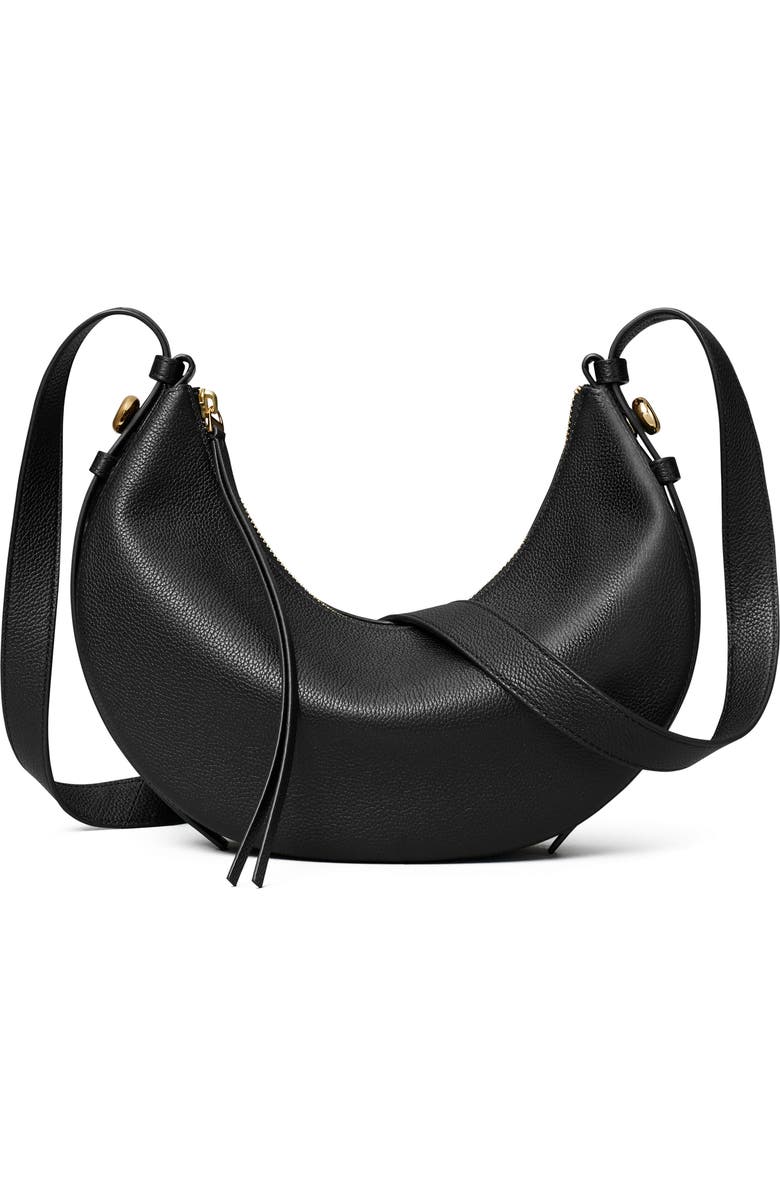 Tory Burch Romy Half Moon Shoulder Bag, Alternate, color, Black