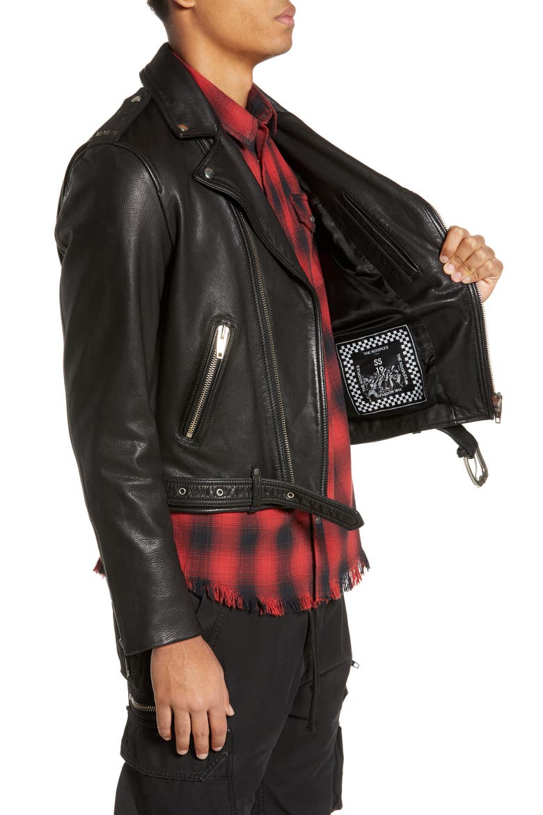 Leather Biker Jacket, Alternate, color, BLACK