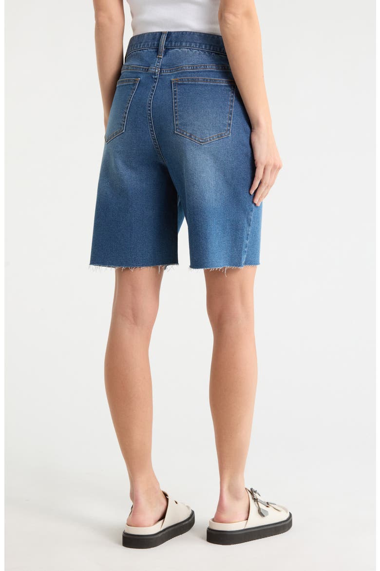 Cutoff High Waist Bermuda Denim Shorts, Alternate, color, MED WASH