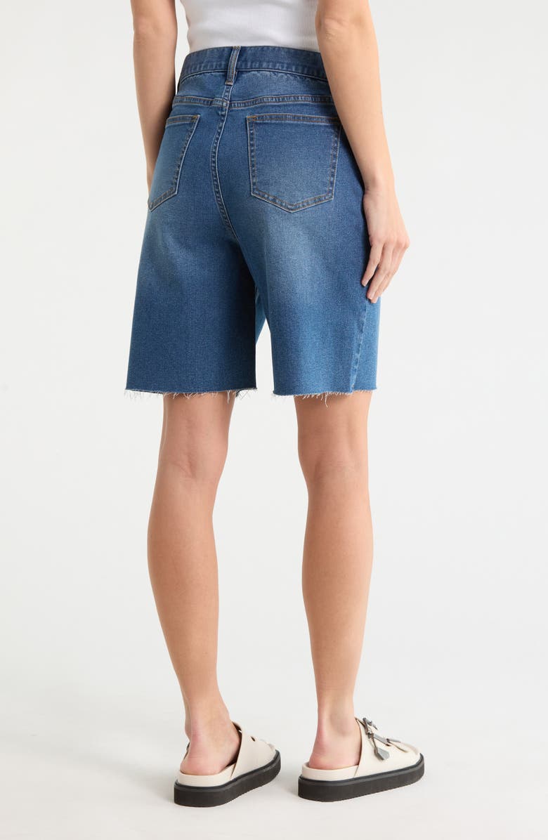 Vigoss Cutoff High Waist Bermuda Denim Shorts, Alternate, color, Med Wash