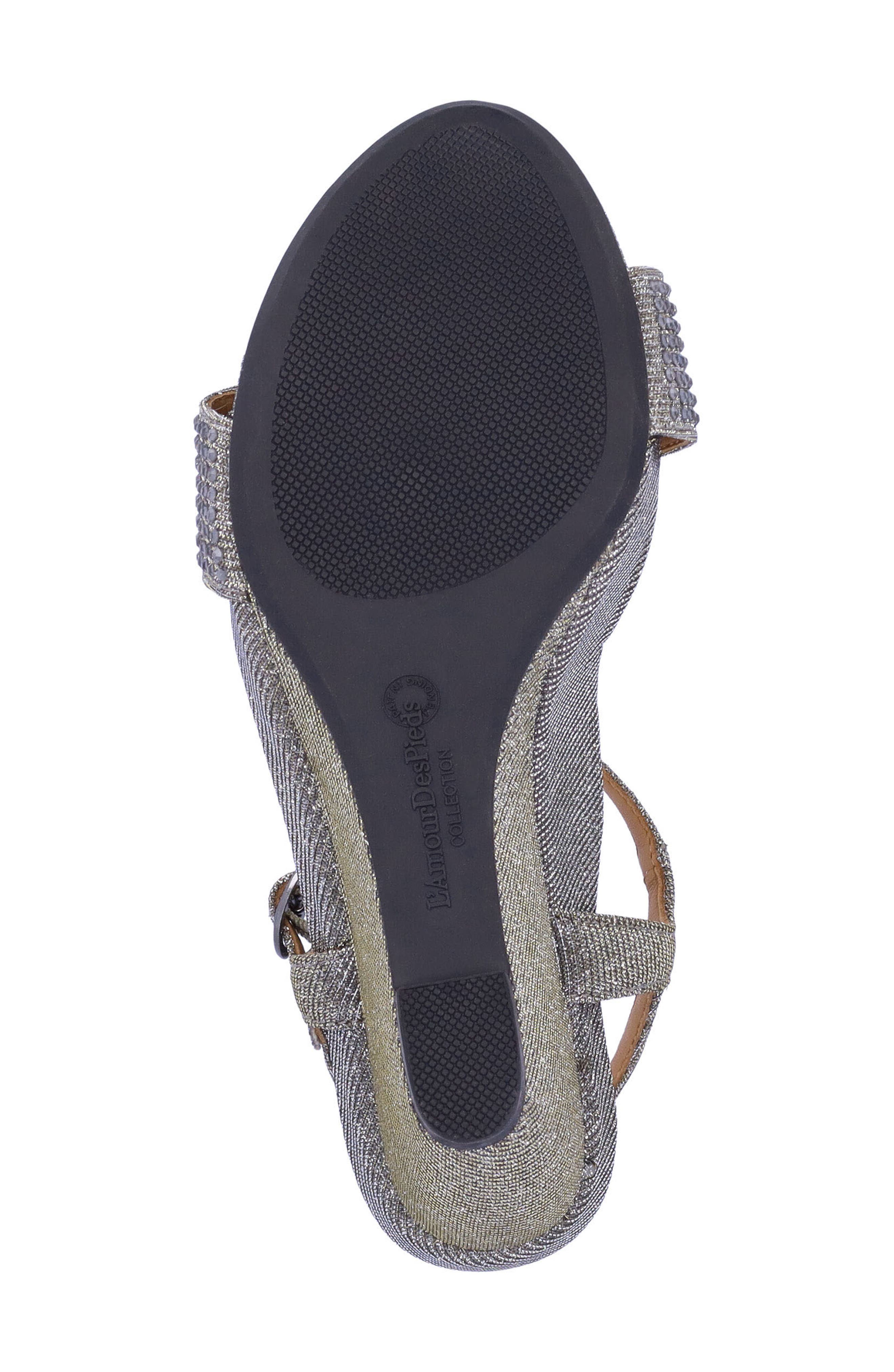 Idelle T-Strap Wedge Sandal, Alternate, color, PEWTER