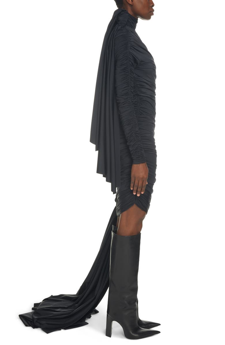 Balenciaga Twisted Knots Long Sleeve Ruched Body-Con Dress, Alternate, color, 