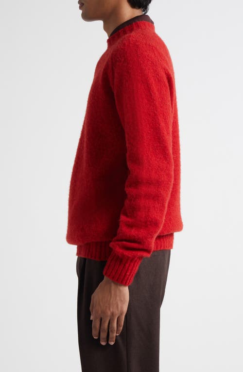 Sunspel Brushed Shetland Wool Sweater In Red