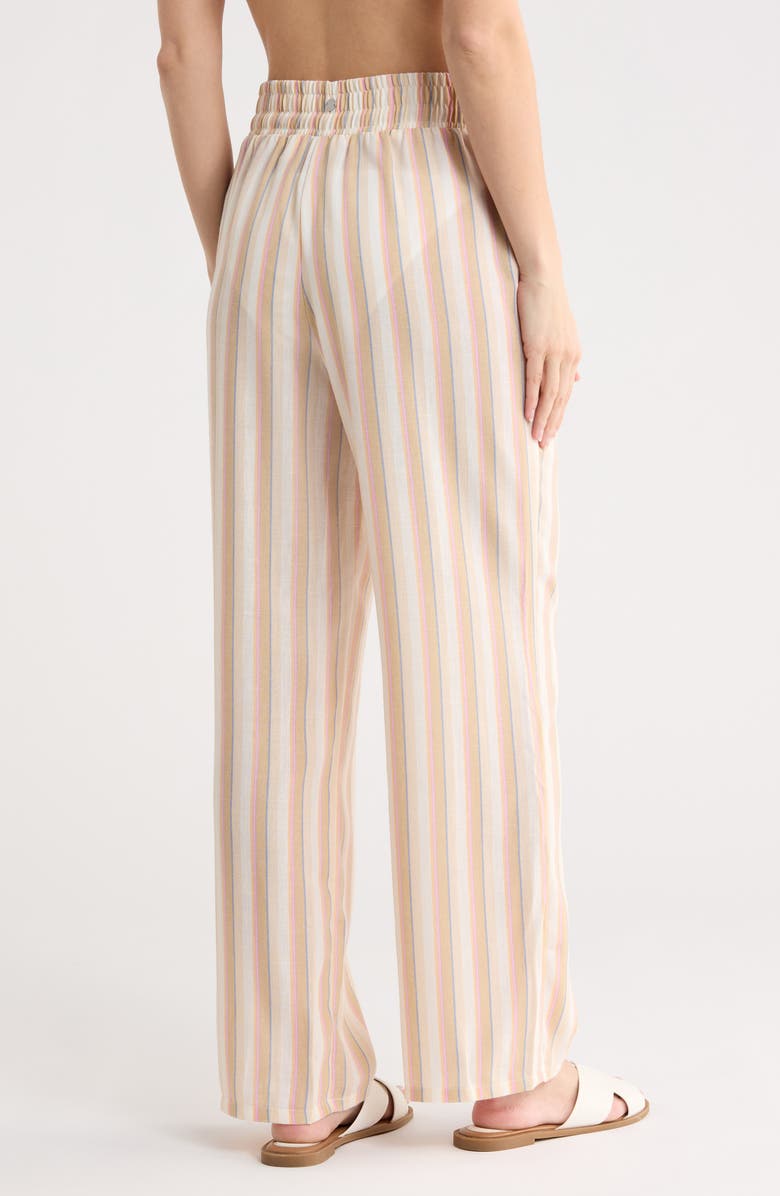 Roxy Seaside Soul Stripe Cover-Up Pants, Alternate, color, Cream Combo