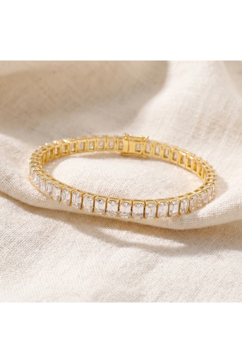 15Ct Emerald Cut Diamond Tennis Bracelet 7" 14k Gold Lab Grown, Alternate, color, 14k Yellow Gold