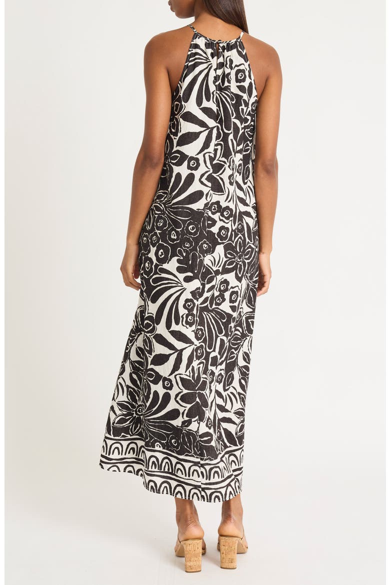 Keyhole Maxi Sundress, Alternate, color, SOFT WHITE/ CHARCOAL