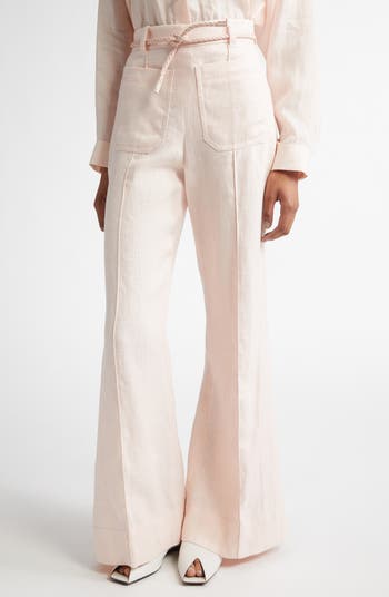 【Zimmermann】CRUSH LINEN FLARE PANT ベルト付 フレアパンツ Zimmermann Belted Linen Flare Leg Pants | Nordstrom