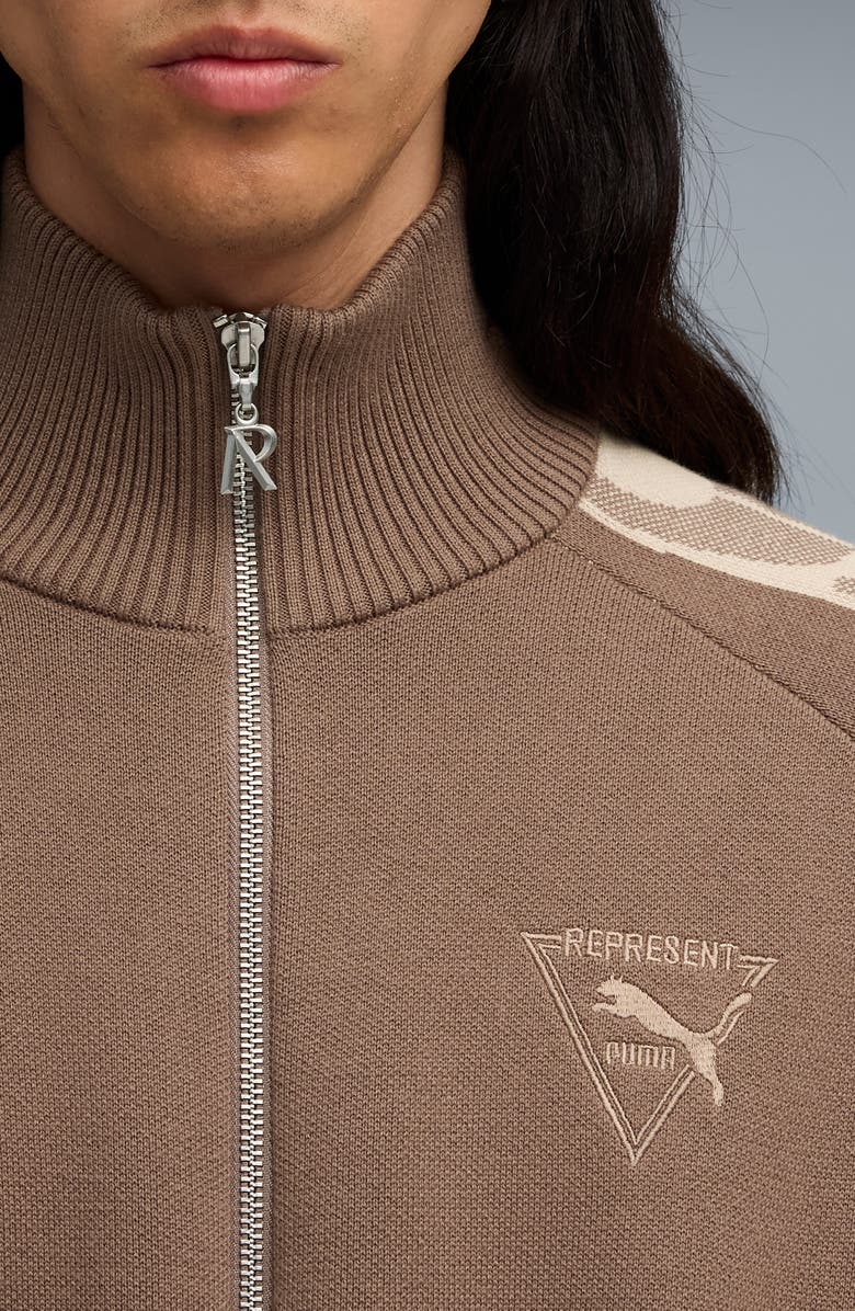 PUMA x Represent Zip-Up Cardigan, Alternate, color, Pine Bark