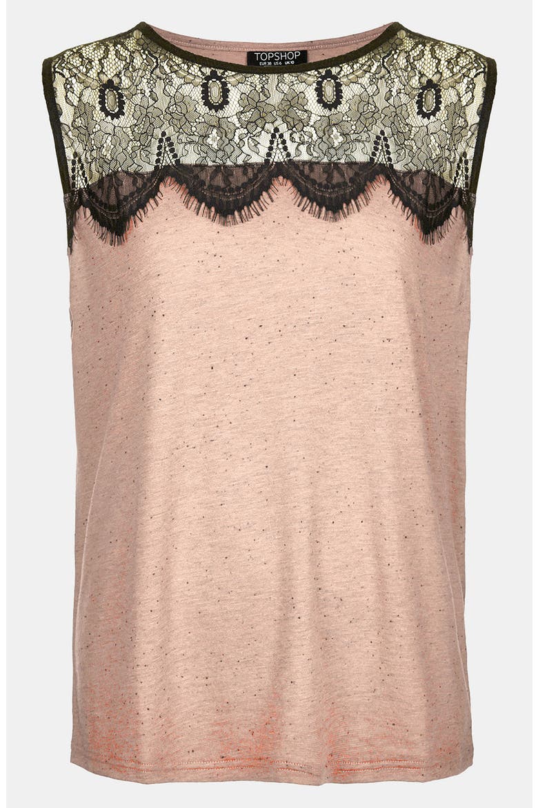 Lace Yoke Tank, Alternate, color, NUDE
